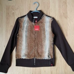 ESPRIT NWT Fur Front Lined Zippered Top L